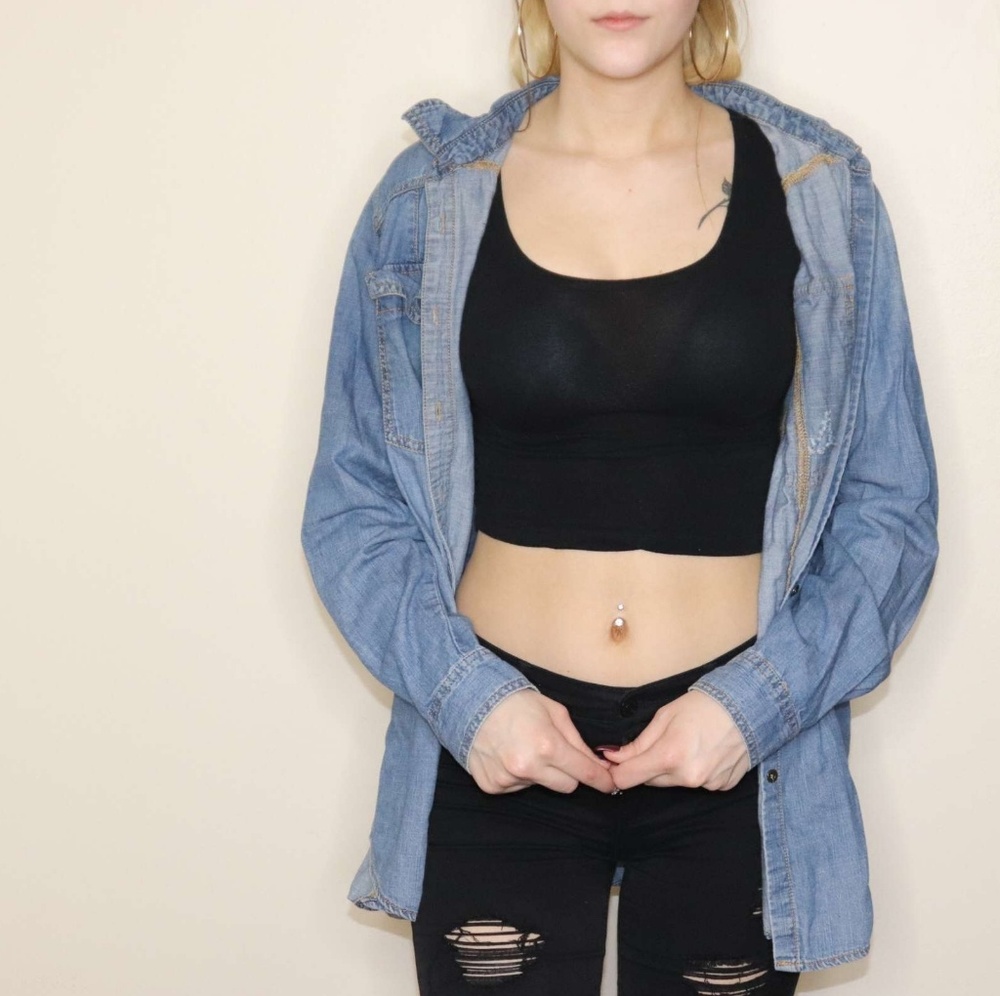 Soft denim button up.